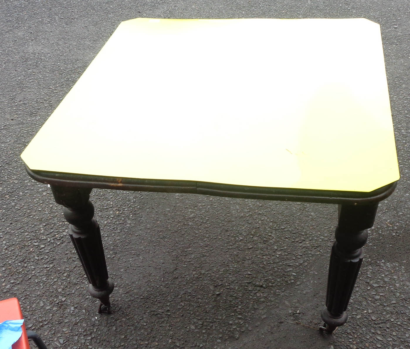 A Victorian dining table - a/f with formica top and painted finish