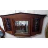 A 3' 3" early 20th Century walnut framed overmantel mirror with bevelled plate and flanking