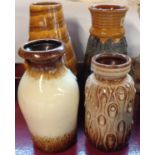 Four West German pottery vases