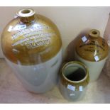 A large stoneware flagon named for Thomas Barr Ltd. of Glasgow, a smaller example by The