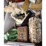 A box containing assorted items including wooden boxes, etc.