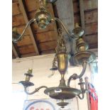 Two brass hanging lamps