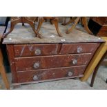 A 3' 5" Victorian stained pine chest of two short and two long graduated drawers, set on turned feet