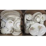 A large quantity of Grindley Hunting pattern dinner ware including soup bowls and saucers, meat