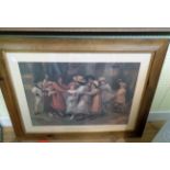 A stained pine framed Victorian coloured print after G. Sheridan Knowles entitled "Oranges and