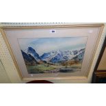 †E. Grieg Hall: a framed watercolour entitled "Grisedale Valley" - signed - inscribed and dated