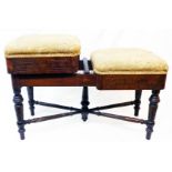 A late 19th Century Chas Wadman of Bath patent rise and fall duet piano stool with iron lever