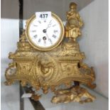 An antique French spelter timepiece - damaged
