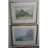 Henry Samuel Merritt: a gilt framed watercolour, depicting an English country landscape - signed and