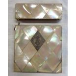 An antique mother of pearl and white metal clad card case - for restoration