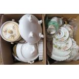 Two boxes containing various ceramics including Royal Worcester Pershore pattern flan dish, Royal