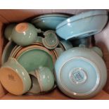 Two boxes containing a large quantity of Denby green tableware - sold with a small quantity of