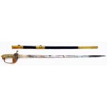 A late Victorian Royal Navy dress sword with shagreen grip, by Seagrove & Co. Ltd. Portsmouth -