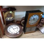 An early 20th Century stained wood cased dial wall timepiece - sold with a mid 20th Century walnut
