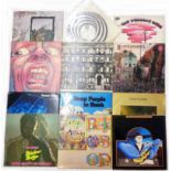 A collection of assorted LP records including Black Sabbath (3rd pressing) and Space Hymns by