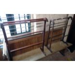 Two late Victorian stained wood towel rails - various condition