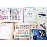 Various schoolboy albums with sparse world stamp contents, one including Victorian Empire examples -