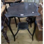 A 21" Edwardian stained walnut two tier occasional table - a/f