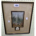 A Hogarth framed antique Baxter coloured print entitled "The hop garden" with embossed caption