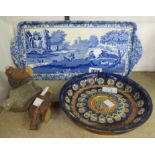 A Copeland Spode Italian oblong sandwich tray - sold with a decorative studio pottery dish, and an