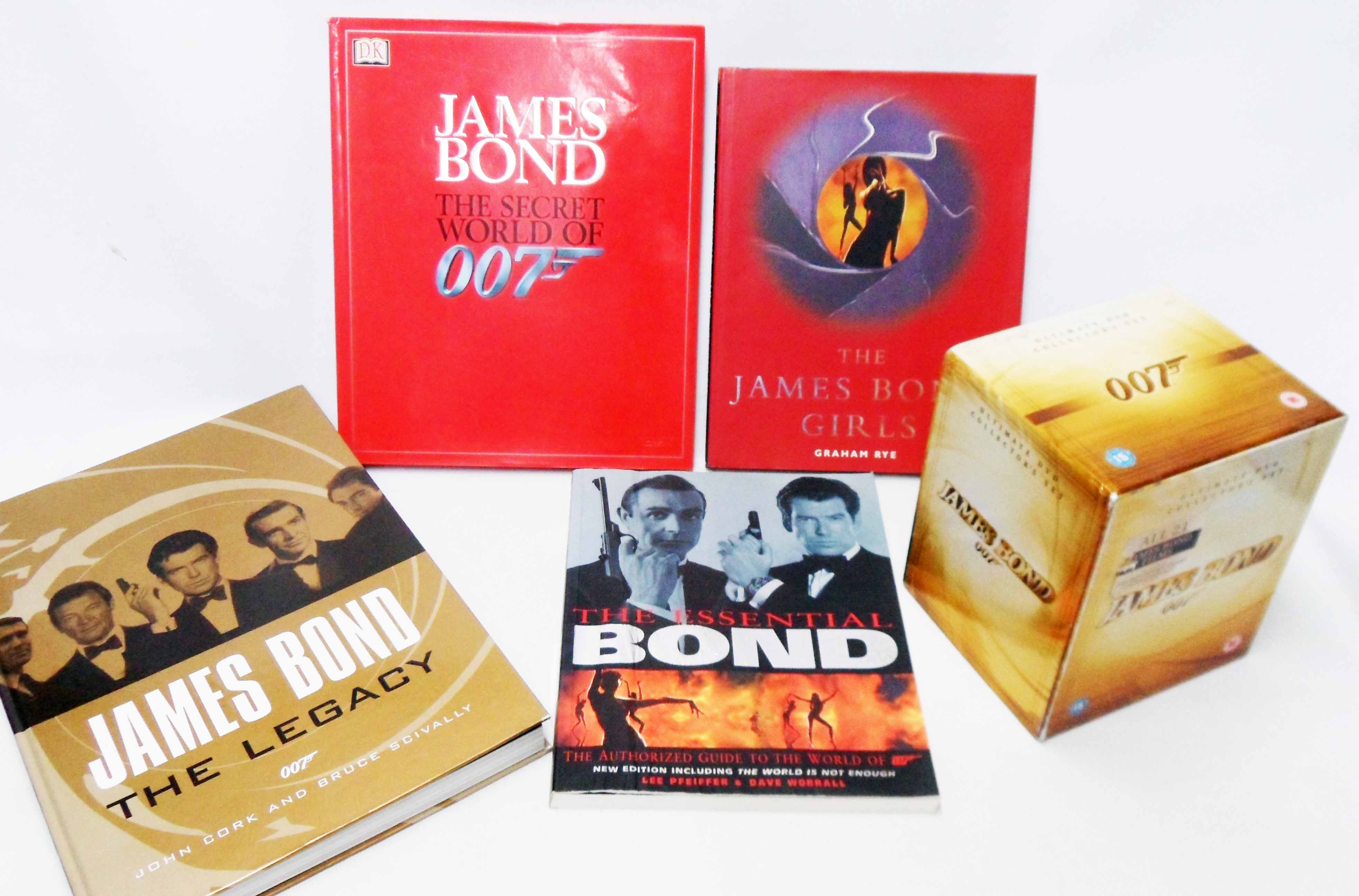 Three modern James Bond interest hardback reference books and another - sold with a collection of