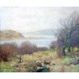Francis Wilson: a gilt framed and hessian slip oil on canvas, depicting an Autumnal lakeland scene