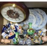 A box containing a small quantity of assorted ceramics, pewter miniatures, etc.