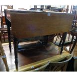 A 36" 19th Century mahogany Pembroke table with drawer to one end, set on turned legs - some damage