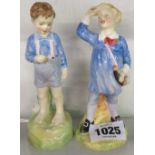 Two Royal Doulton figurines; LIttle Boy Blue HN 2062 and She Loves Me Not HN 2045