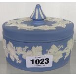 A Wedgwood blue vines pot and cover