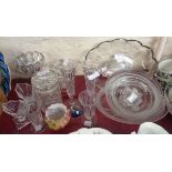 Fifteen pieces of glassware including a pair of 19th Century faceted champagnes, pair of early