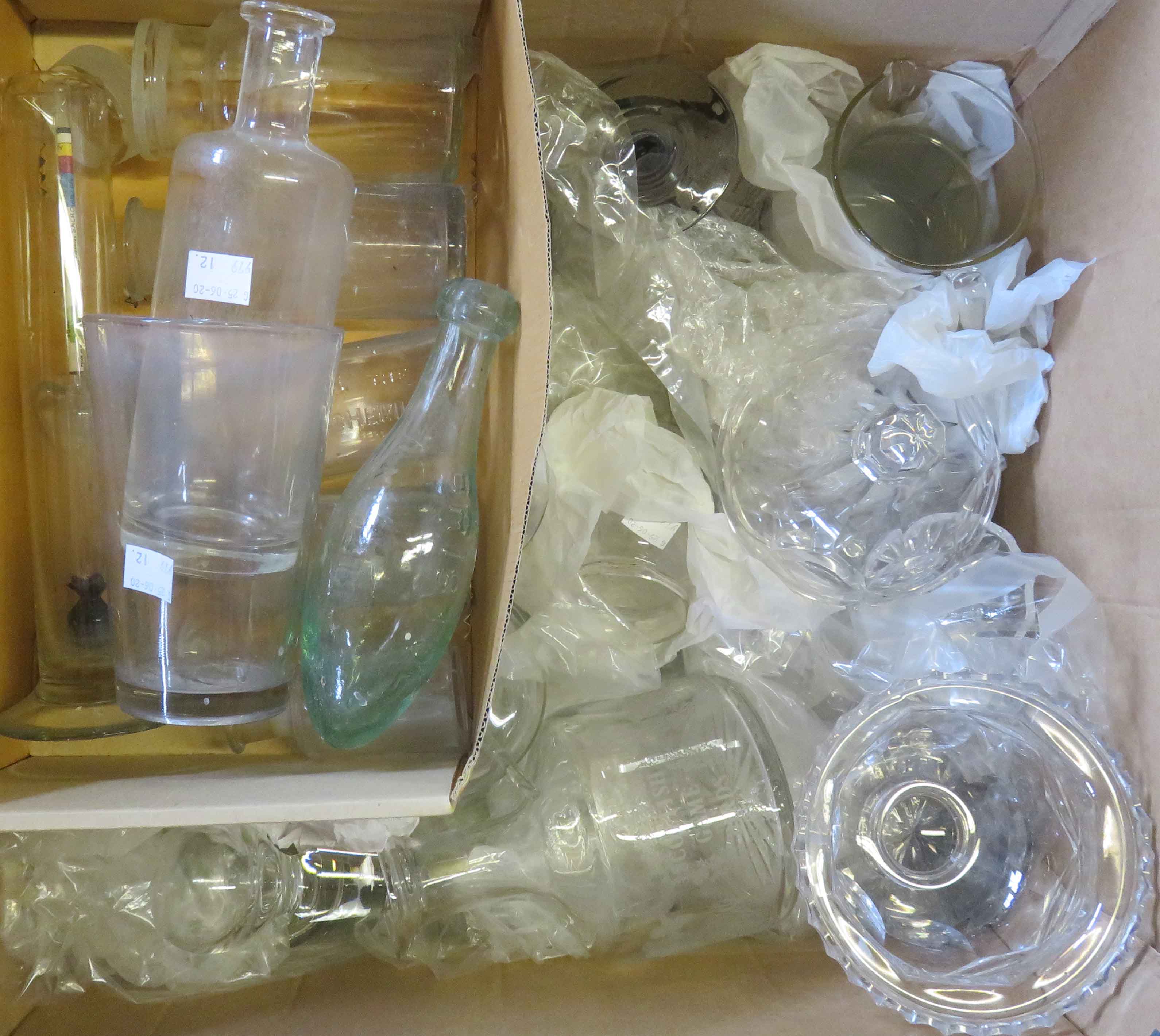 A box of glassware including an Edinburgh crystal Scottish Game Birds decanter, Dartington