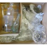 A box of glassware including an Edinburgh crystal Scottish Game Birds decanter, Dartington