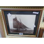 Beken of Cowes: a framed 1995 hand inscribed sepia tone photograph of the sailing vessel "Hoshi -