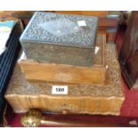 An Eastern carved hardwood jewellery box and two others
