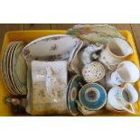 A box of assorted china including Hammersley, Wedgwood, Noritake, Aynsley, etc.