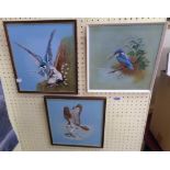 R.L. Perkins: three framed watercolour bird paintings including Kingfisher