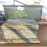 A metal ammunition tin - sold with a vintage Waddingtons boxed Lexicon set