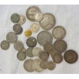 A collection of antique and later silver and other world coins including 1894 South Africa Shilling,