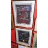 A pair of gilt framed reproduction fruit study prints after Arthur G. Brookshaw 1806