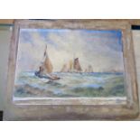 Wyllie (style of): an unframed mounted on card maritime watercolour, depicting sailing vessels off