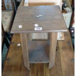 A small eastern hardwood two tier occasional table with inlaid top - staining