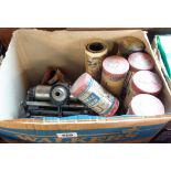 A cased Edison Bell "Elf" phonograph and various wax cylinders - damaged, no horn