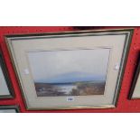 F.J. Widgery: a gilt framed gouache painting, depicting a view of Lydford Moors - signed - 9 1/2"