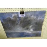 Julius Olsson: an unframed watercolour entitled "A Stormy Seascape" - signed and Inscribed verso -