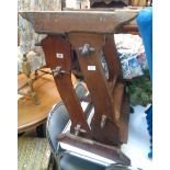 A pair of Victorian stained pine prie dieu desk/kneelers in the Gothic style with shaped and