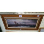 R. Hard: a framed oil on board, depicting various sailing and other vessels on menacing seas -