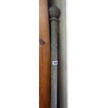 A 5' 8" old painted wood curtain pole with rings