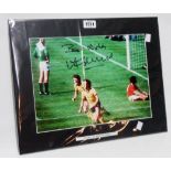 Alan Sunderland: an unframed mounted photograph signed by the player and bearing Allstars