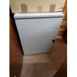 A modern three drawer filing cabinet